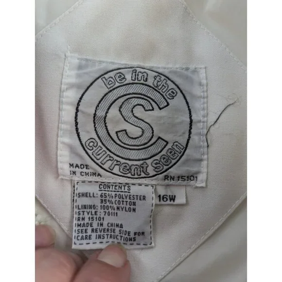 Vtg Current Seen Women’s 16W Colorblock Parka Jacket White Hooded Windbreaker - Picture 7 of 14